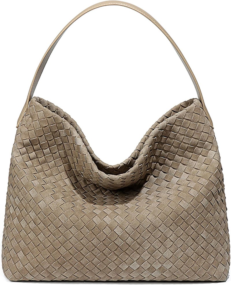 Molodo Woven Suede Shoulder Bag for Women Suede Hobo Bag Tote Elegant Handbag Satchel for Work Travel - Image 1